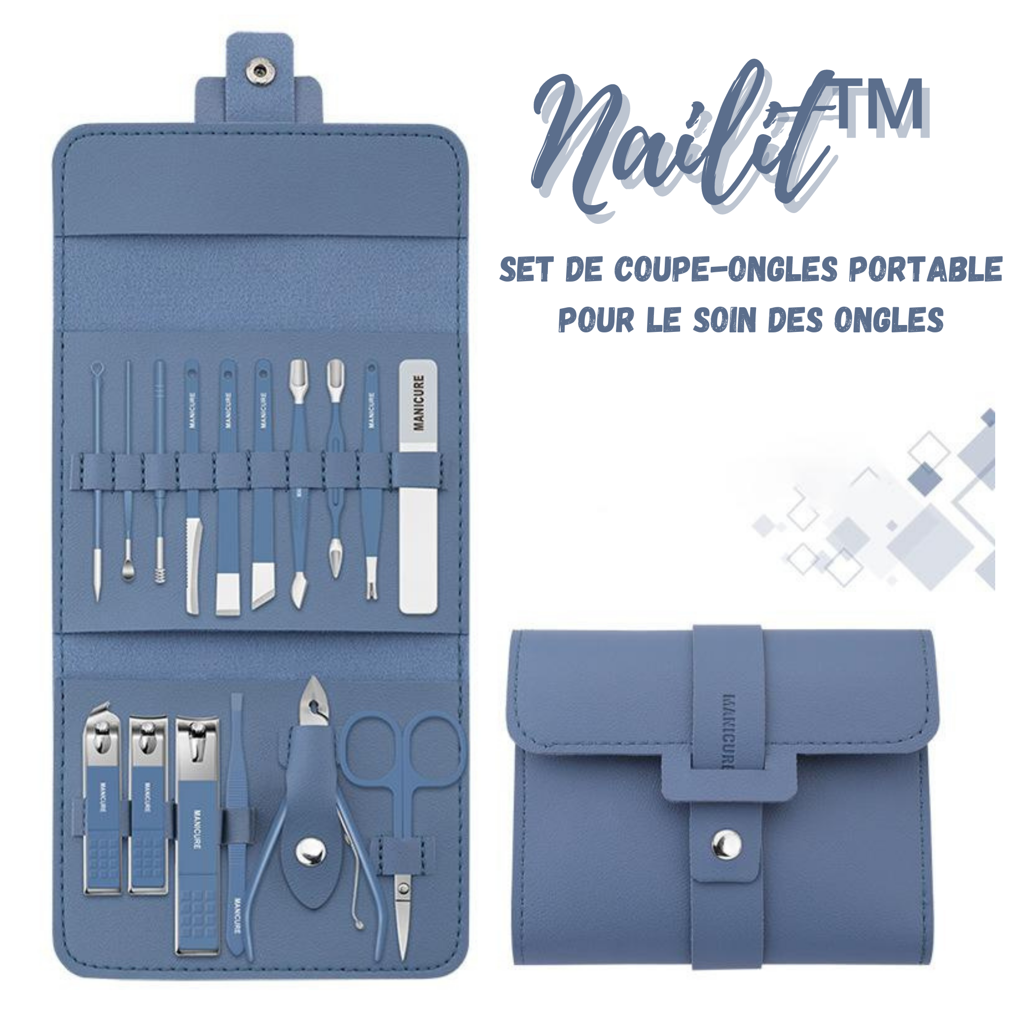 Nailit™ Set de coupe-ongles portable pour le soin des ongles