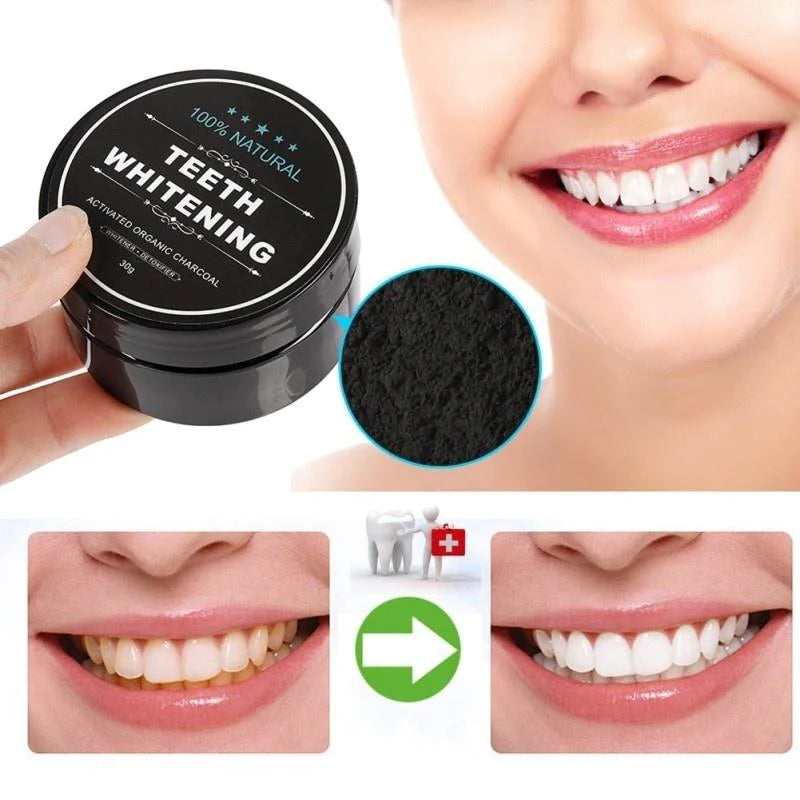 TeethShine™ Poudre à dents au charbon activé et brosse en bambou
