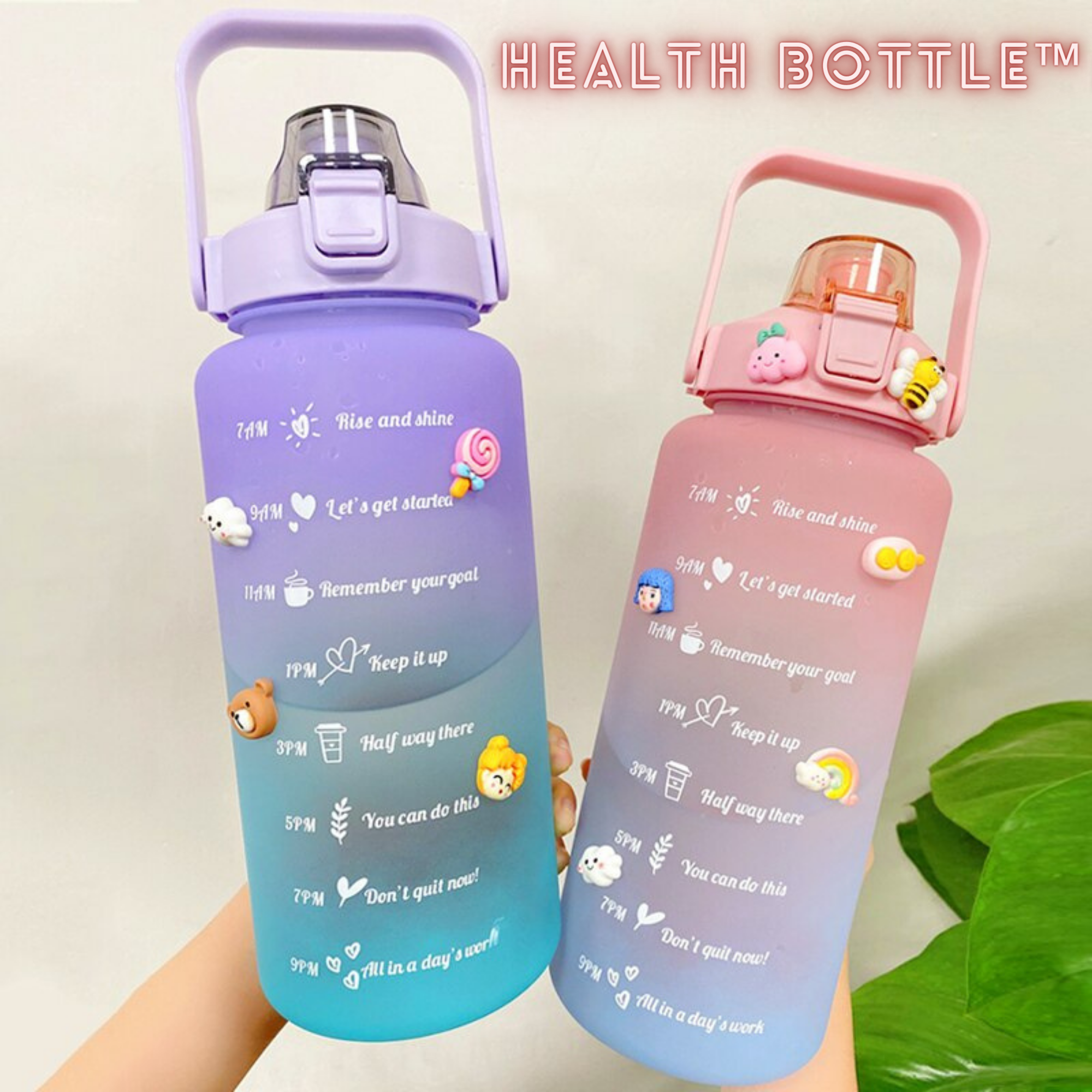 Health Bottle™️ I 2-Liter-Wasserflasche mit großem Fassungsvermögen