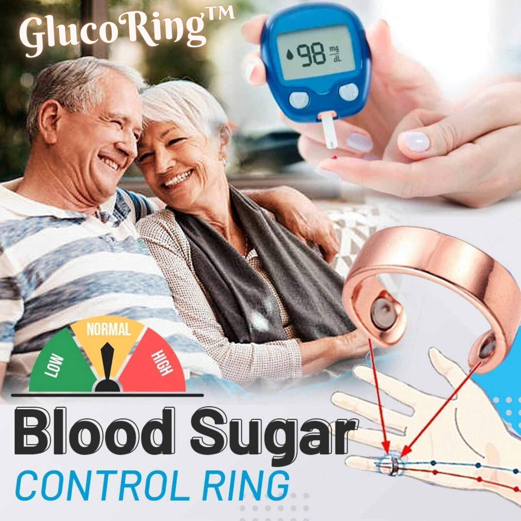 GlucoRing™ Anneau de contrôle de la glycémie (1+1 GRATUIT !)