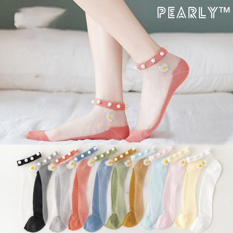 Pearly™ - Chaussettes transparentes nacrées (lot de 10 paires)